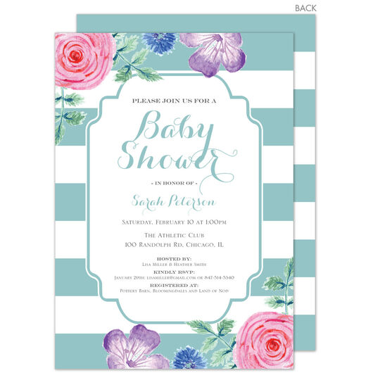 Lagoon Vintage Flower Baby Shower Invitations